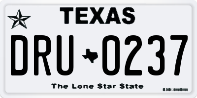 TX license plate DRU0237