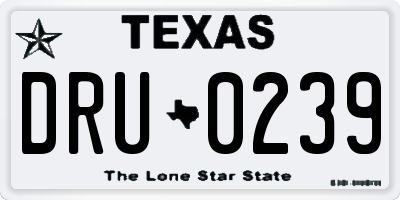 TX license plate DRU0239