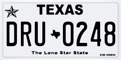 TX license plate DRU0248