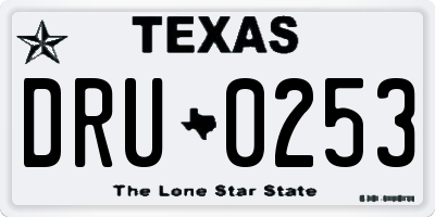 TX license plate DRU0253
