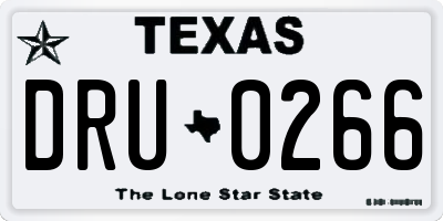 TX license plate DRU0266