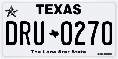 TX license plate DRU0270
