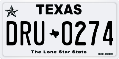 TX license plate DRU0274