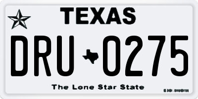 TX license plate DRU0275