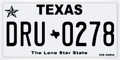 TX license plate DRU0278