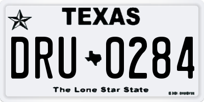 TX license plate DRU0284