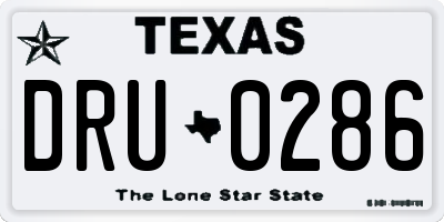 TX license plate DRU0286