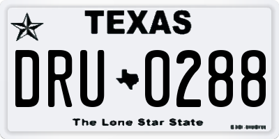 TX license plate DRU0288
