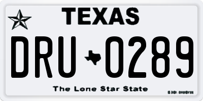 TX license plate DRU0289