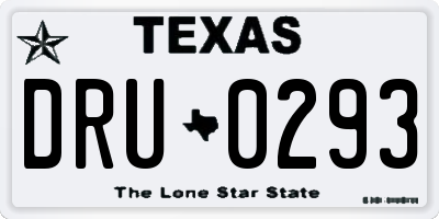 TX license plate DRU0293