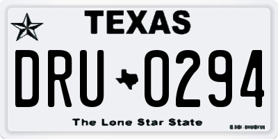 TX license plate DRU0294