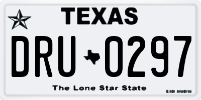TX license plate DRU0297