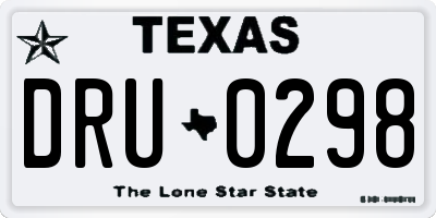 TX license plate DRU0298