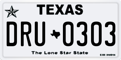 TX license plate DRU0303