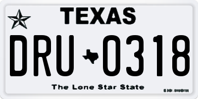 TX license plate DRU0318