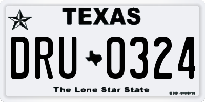 TX license plate DRU0324