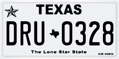 TX license plate DRU0328