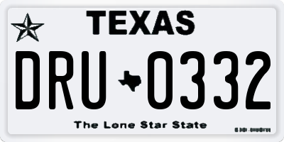TX license plate DRU0332