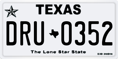 TX license plate DRU0352