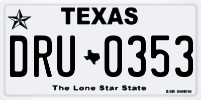 TX license plate DRU0353