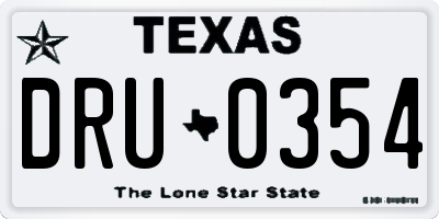 TX license plate DRU0354