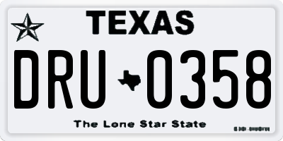 TX license plate DRU0358