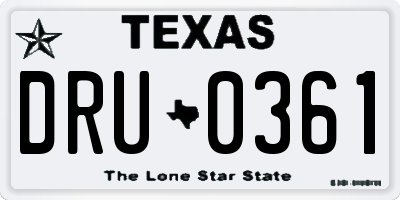 TX license plate DRU0361