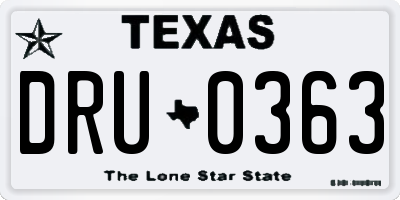 TX license plate DRU0363