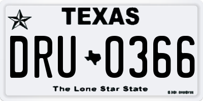TX license plate DRU0366