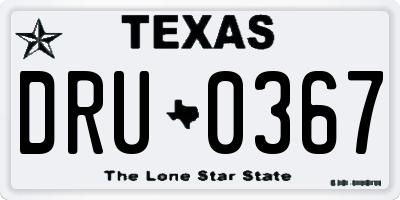TX license plate DRU0367