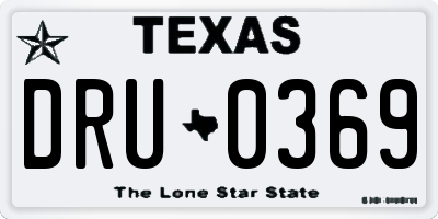 TX license plate DRU0369