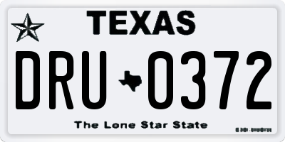 TX license plate DRU0372