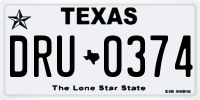 TX license plate DRU0374