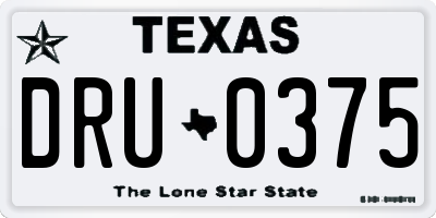 TX license plate DRU0375