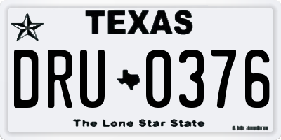 TX license plate DRU0376