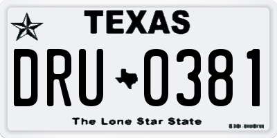 TX license plate DRU0381