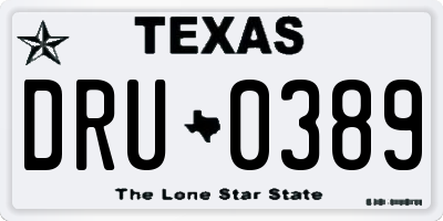 TX license plate DRU0389