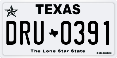 TX license plate DRU0391