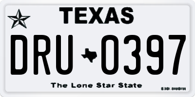 TX license plate DRU0397