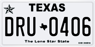 TX license plate DRU0406