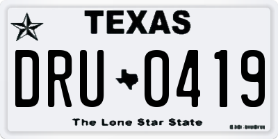 TX license plate DRU0419