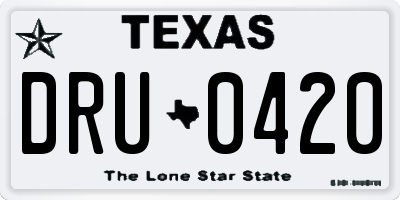 TX license plate DRU0420