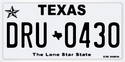 TX license plate DRU0430