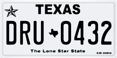 TX license plate DRU0432