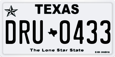 TX license plate DRU0433