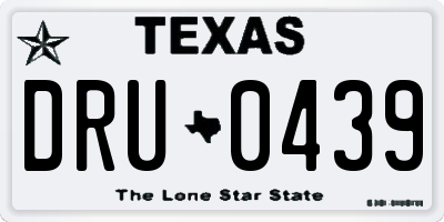 TX license plate DRU0439
