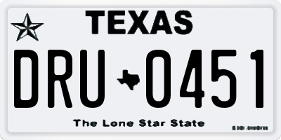 TX license plate DRU0451