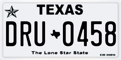 TX license plate DRU0458