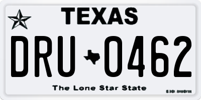 TX license plate DRU0462