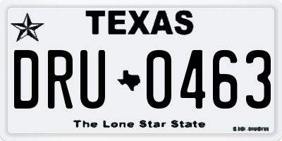 TX license plate DRU0463